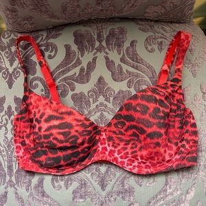 34D La Senza Red Leopard Print Bra